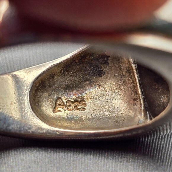 Sterling Silver A925 Black Onyx Dome Ring Size 10 Vining Leaf Scroll 8.81g - Picture 6 of 12